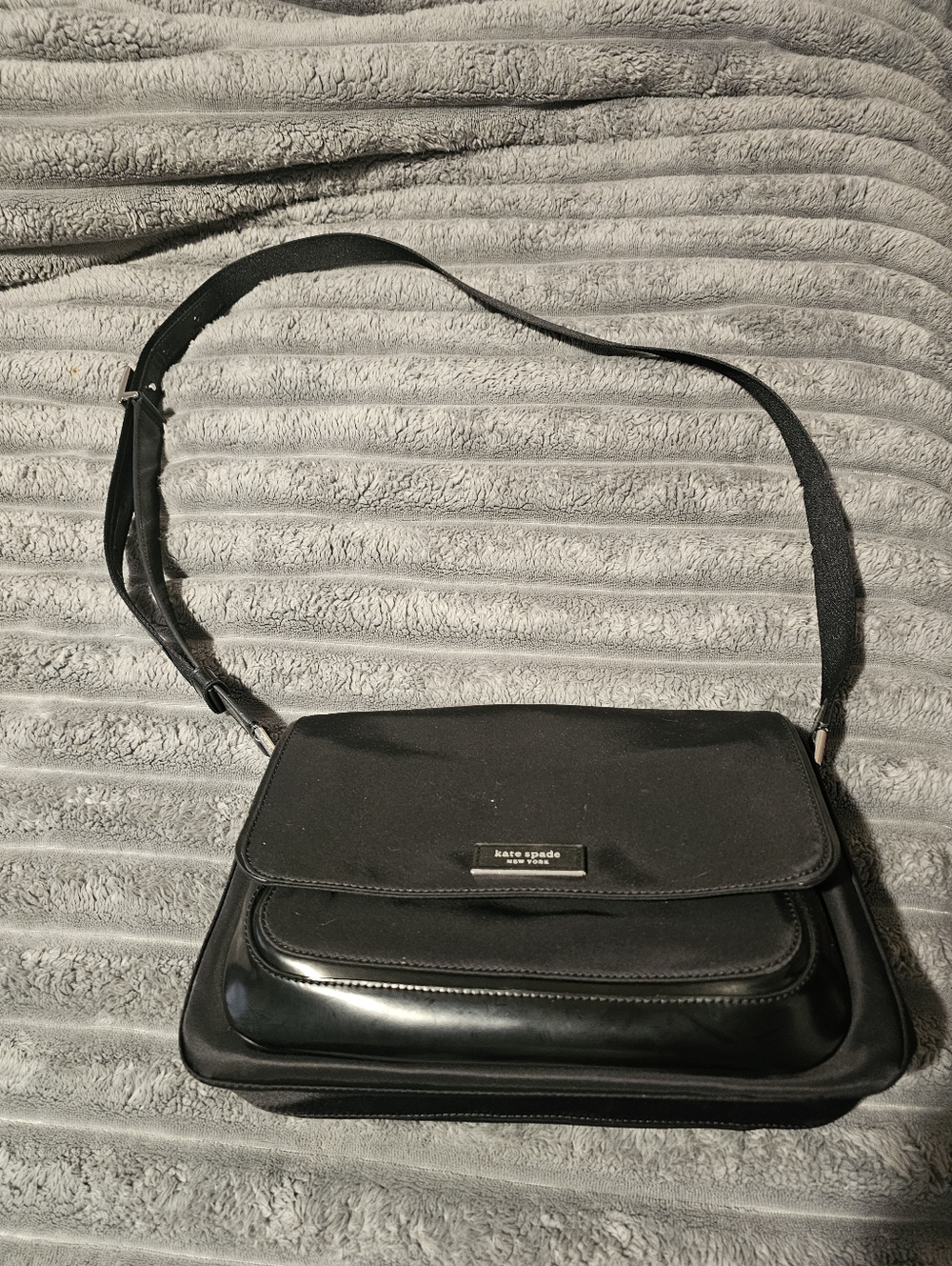 kate spade Black Mixed-Material Flap Crossbody